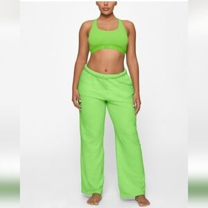 SKIMS Drapey Light French Terry Neon Green Pants Loungewear Cozy Athleisure XS